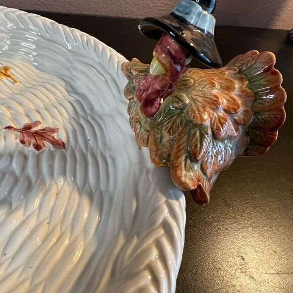 Fitz & Floyd 1990 pilgrims progress thanksgiving serving tray - Picture 11 of 16